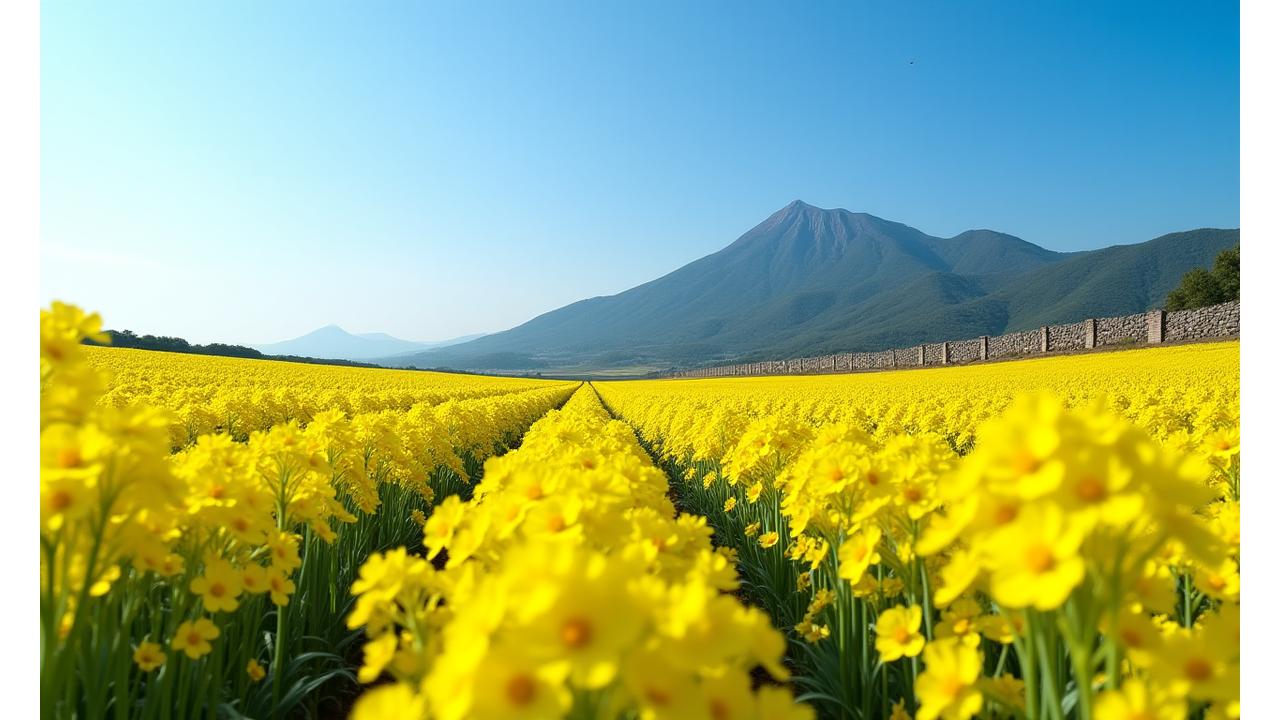 제주 유채꽃 흐드러진 풍경